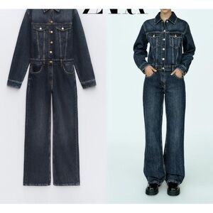 ZARA LONG DENIM JUMPSUIT